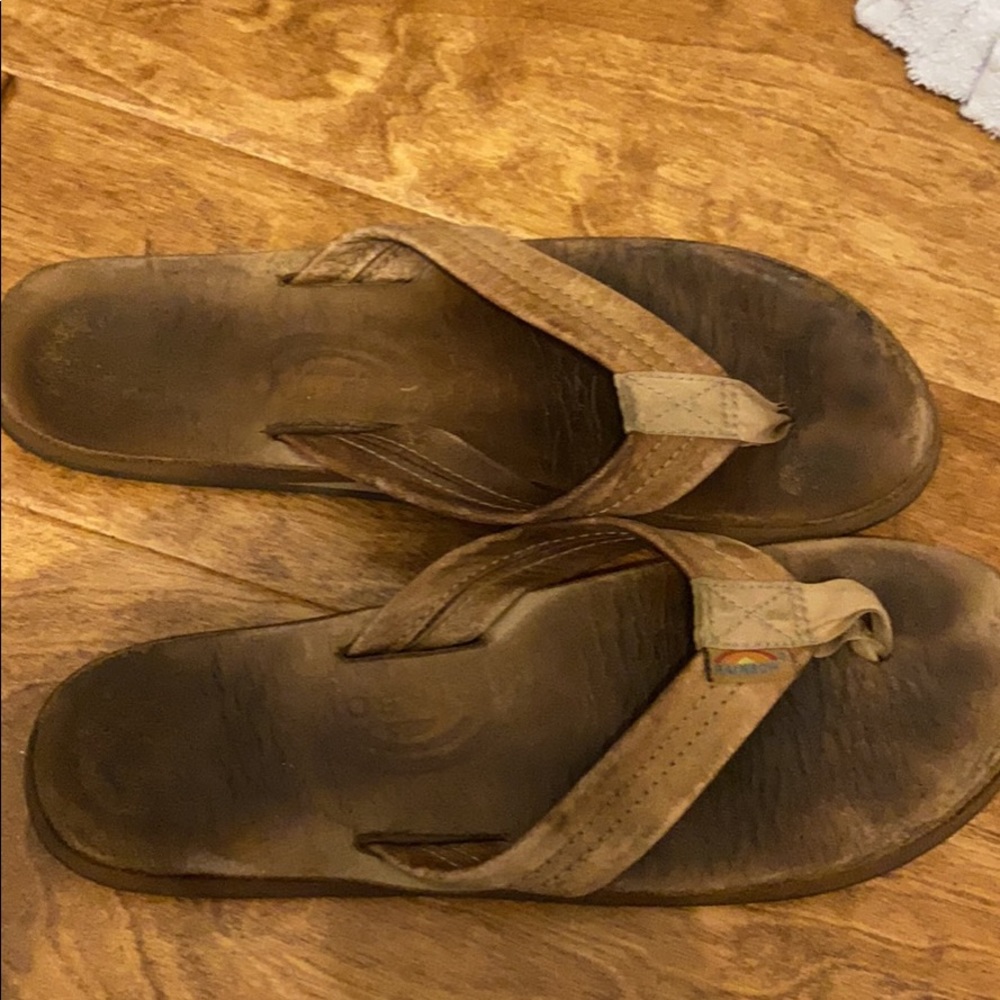 Rainbow flip flops
